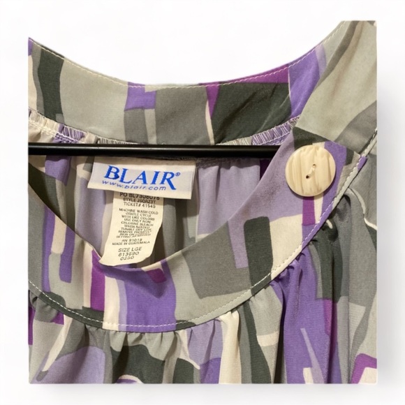 Blair Color Block Blouse (Purple, Olive & Taupe Green) - L - Picture 2 of 4